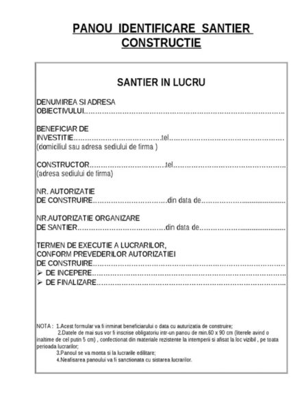 Panou de santier Banner