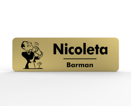 Ecuson cu nume "Barman"